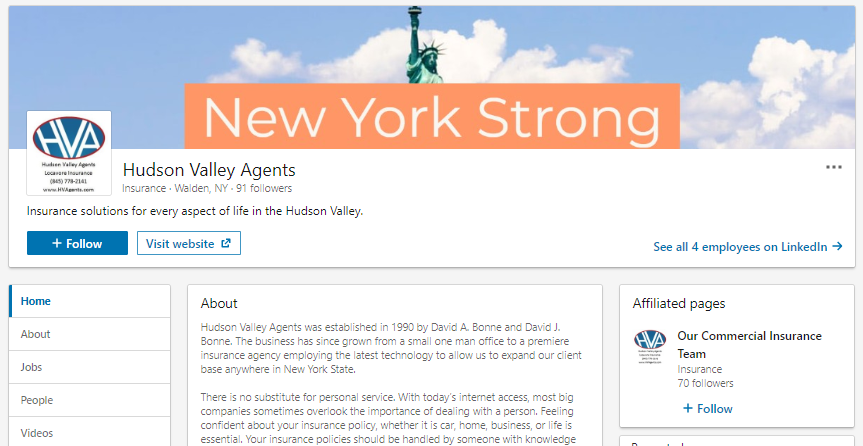 Hudson Valley Agents LinkedIn screenshot