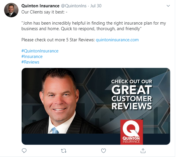 Quinton Insurance Twitter screenshot