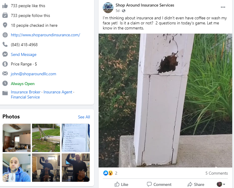 Shop Around Insurance Facebook screenshot