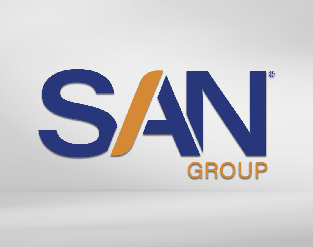 New SAN logo on grey background